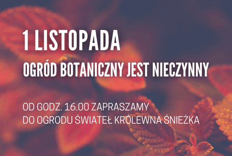 1 listopada Ogród jest nieczynny